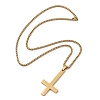 304 Stainless Steel Christian Upside Down Cross Pendant Box Chain Necklaces NJEW-NH0001-07G-3