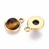 Natural Tiger Eye Half Round Charms STAS-N109-213E-G-2