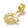 Rack Plating Brass Pave Clear Cubic Zirconia European Dangle Charms KK-H485-21P-2