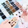 Natural Red Netstone & Taiwan Jade & Lava Rock & Wood Lace Stone & Larvikite Round Bead Sets G-YW0002-20-4