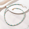 Round Synthetic Howlite & Natural Amazonite Heishi Beaded Necklaces for Women NJEW-JN06000-01-1