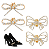4Pcs 2 Styles Bowknot Alloy Crystal Rhinestone Shoe Decorations FIND-HS0002-07G-1