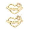 Mother's Day Brass Micro Pave Cubic Zirconia Heart with Word Mama Connector Charms KK-M324-01D-G-1