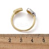 Teardrop & Square Brass Micro Pave Clear Cubic Zirconia Cuff Rings for Women RJEW-U041-24G-5
