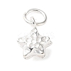 925 Sterling Silver Textured Star Charms with Jump Rings STER-H118-06S-1