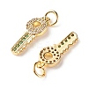 Brass Micro Pave Green & Clear Cubic Zirconia Pendants ZIRC-P094-02G-RS-3
