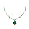 Acrylic Christmas Tree Pendant Necklace NJEW-TA00076-3