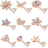 316L Surgical Stainless Steel Clear Cubic Zirconia L-Shaped Nose Rings WG135CD-03-2