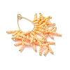 Glass Seed Beaded Imitation Coral Pendants PALLOY-MZ00938-04-3