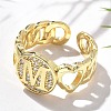 Brass Micro Pave Clear Cubic Zirconia Open Cuff Rings for Women RJEW-K289-02G-M-3