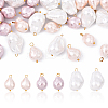 30Pcs 3 Styles Electroplated Glass Pearl Pendants PALLOY-YW00111-1