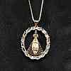 Brass Clear & Blue Cubic Zirconia Nossa Senhora Aparecida Virgin Pendant Necklaces for Women NJEW-U039-01A-G-1