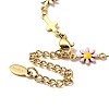 Ion Plating(IP) Enamel Flower & Cross Link Chain Bracelet BJEW-C023-01G-01-5