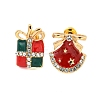 Christmas Alloy Crystal Rhinestone Asymmetrical Stud Earrings for Women EJEW-M256-01A-G-1