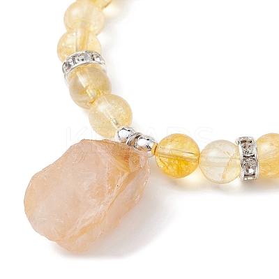 Natural Citrine & Synthetic Hematite Beaded Stretch Bracelet BJEW-JB09760-04-1