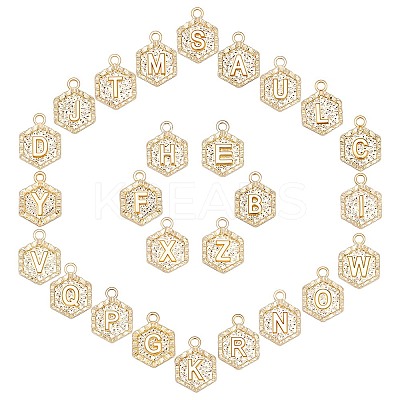 26 Pcs 26 Letters Alloy Pendants FIND-SC0001-42G-1