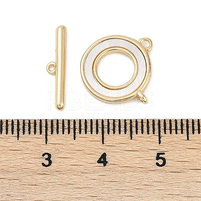 Brass & Shell Toggle Clasps KK-K391-10G-1