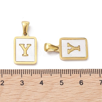 Ion Plating(IP) 304 Stainless Steel Pave Shell Pendants STAS-G327-01G-Y-1
