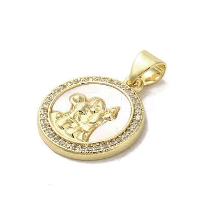 Brass Micro Pave Clear Cubic Zirconia Pendants KK-I708-03A-G-1