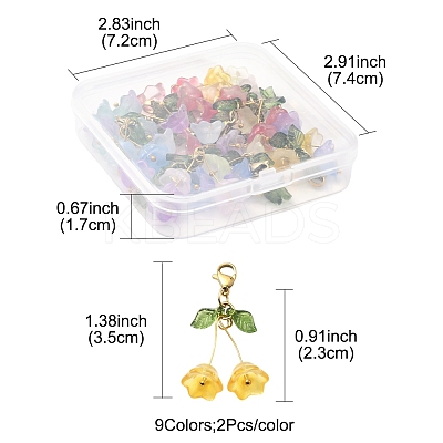 18Pcs 9 Colors Campanula Glass Pendant Decoration HJEW-FS00037-1