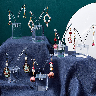 3Pcs 3 Sizes Transparent Acrylic Earring Display Stands EDIS-WH0022-08-1
