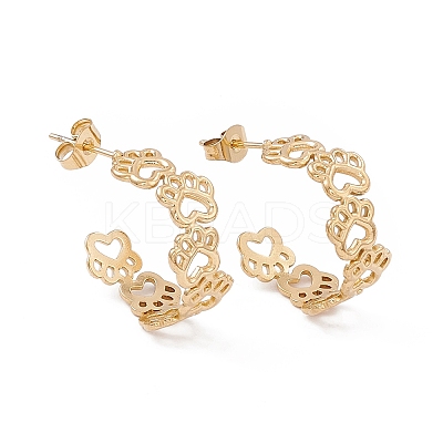 Ion Plating(IP) 304 Stainless Steel Bear Paw Print Wrap Stud Earrings for Women EJEW-B018-12G-1