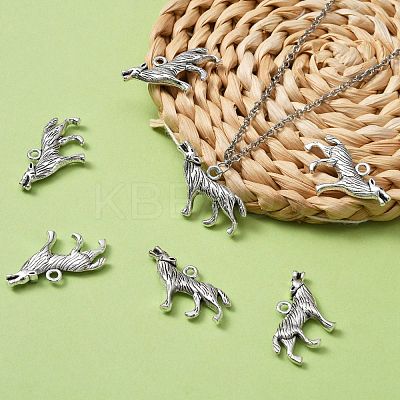 Tibetan Style Alloy Howling Wolf Pendants LF1753Y-1