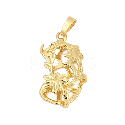 Flower Brass Pendant Cabochon Settings KK-S521-05G-1
