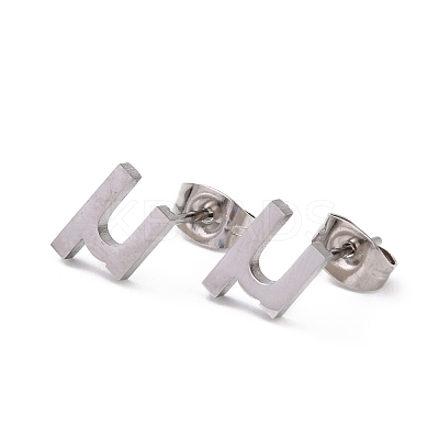 Tarnish Resistant 304 Stainless Steel Greek Alphabet Stud Earrings STAS-D007-07P-13-1