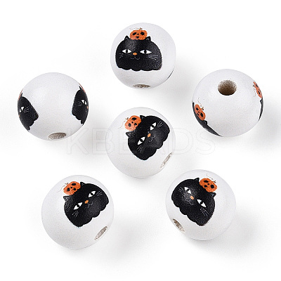 Halloween Theme Wood European Beads WOOD-N016-04J-1