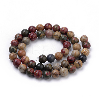 Natural Polychrome Jasper/Picasso Stone/Picasso Jasper Beads Strands X-G-S259-23-6mm-1