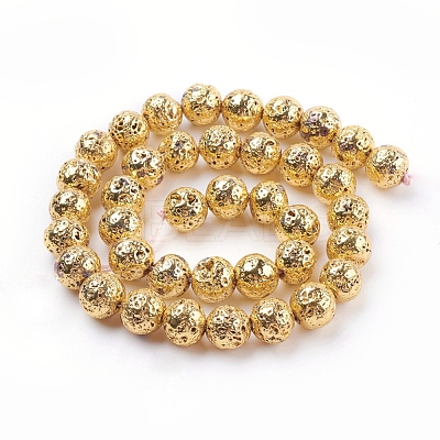 Electroplated Natural Lava Rock Bead Strands X-G-E429-01-12mm-G-1