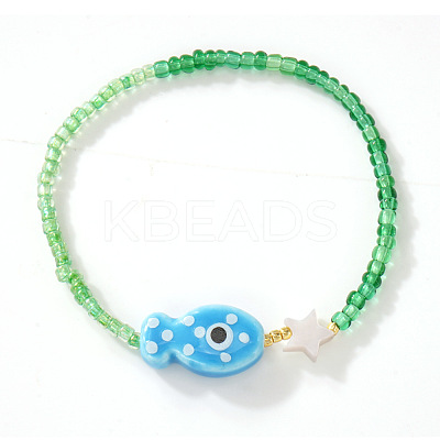 Handmade Porcelain & Resin Beads Stretch Bracelets for Women RS1476-5-1
