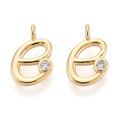 Brass Micro Pave Cubic Zirconia Charms KK-N263-97G-E-1