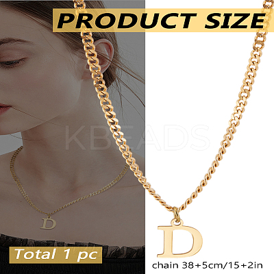 1Pc 304 Stainless Steel Letter Pendant Necklaces NJEW-LP0001-33D-G-1