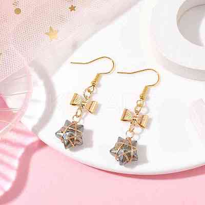 Glass Star Dangle Earrings EJEW-JE05548-03-1