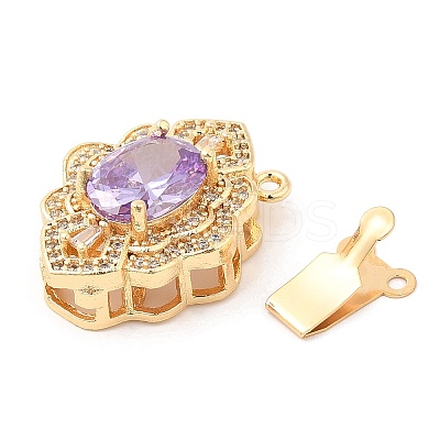 Brass Micro Pave Clear Cubic Zirconia Box Clasps KK-E052-01F-G03-1