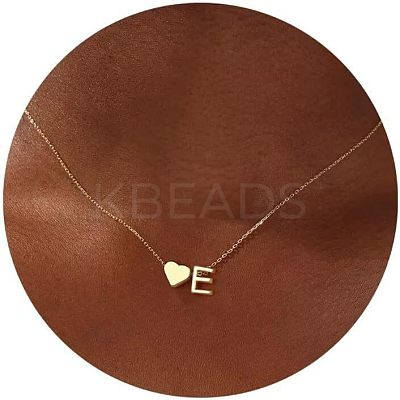 Simple Style Adjustable 316L Surgical Stainless Steel Heart and Initial Pendant Necklaces for Women WG95AEF-05-1