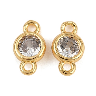 Brass Pave Clear Cubic Zirconia Connector Charms KK-H078-08G-1