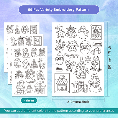 4 Sheets 11.6x8.2 Inch Stick and Stitch Embroidery Patterns DIY-WH0455-008-1