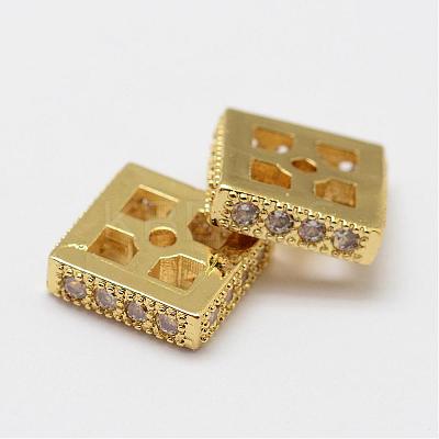 Brass Micro Pave Cubic Zirconia Spacer Beads ZIRC-F038-05G-FF-1