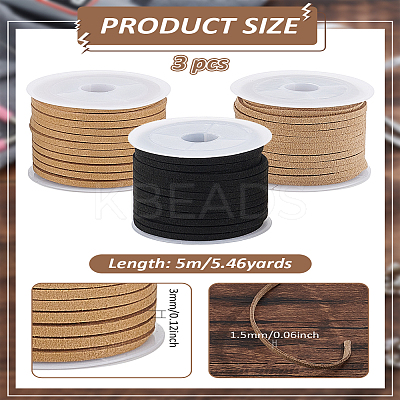 3Roll 3 Colors Faux Suede Cord LW-LP0001-01-1