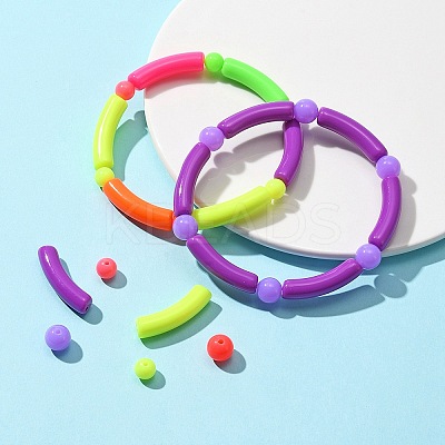 255Pcs 15 Style Fluorescent Acrylic Beads MACR-FS0001-28-1