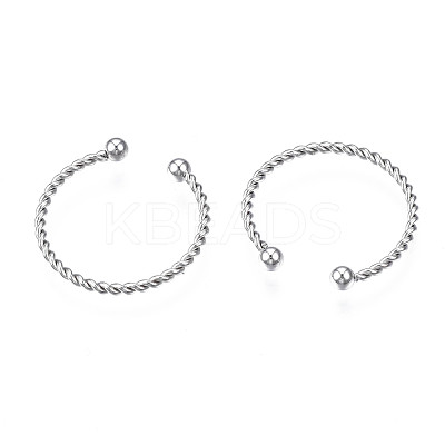 Non-Tarnish 304 Stainless Steel Twist Rope Cuff Ring X-RJEW-S045-133-1