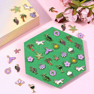 150Pcs 15 Style Alloy Enamel Pendants ENAM-SZ0002-03-1