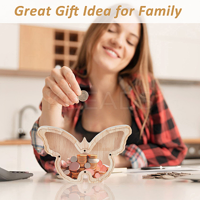 Butterfly Wood Money Banks for Kids AJEW-WH0348-269-1