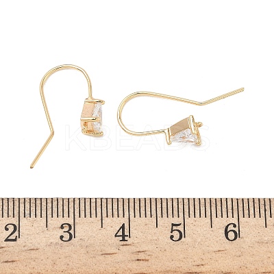 Brass Micro Pave Clear Cubic Zirconia Triangle Earring Hooks KK-L254-11G-1