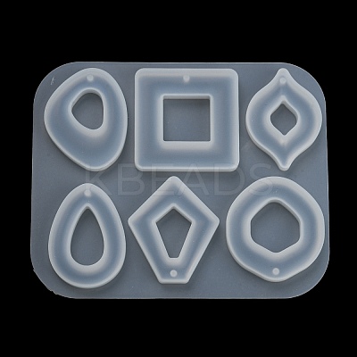 Square Teardrop Oval DIY Pendant Silicone Molds DIY-E072-04A-1