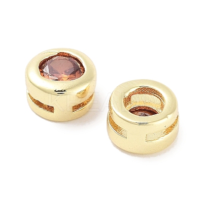 Brass with Single Cubic Zirconia Slide Charms KK-C051-27G-03-1