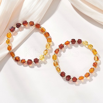 Natural Amber Beads Stretch Bracelets for Women BJEW-JB13255-1
